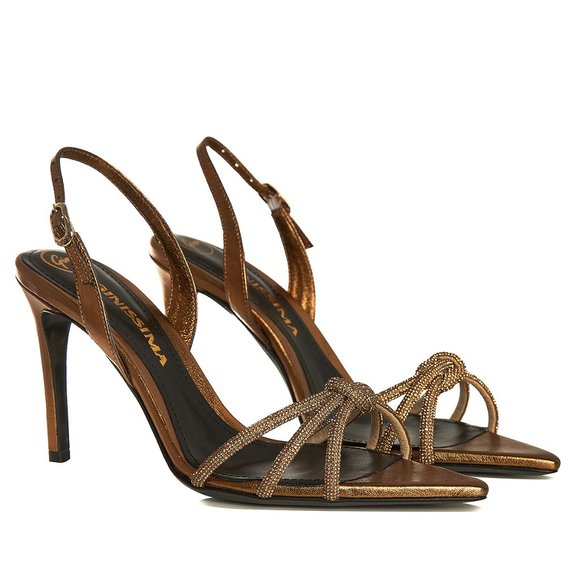 Gold/Brown Sandals with Sparkling Details, Ginissima "Daisy" (originally $450) - Picture 2 of 4